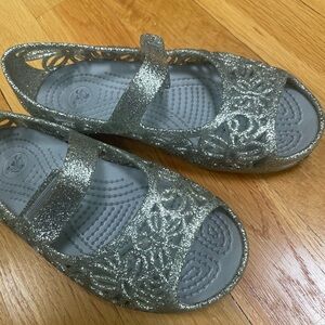 Silver sparkle croc maryjanes